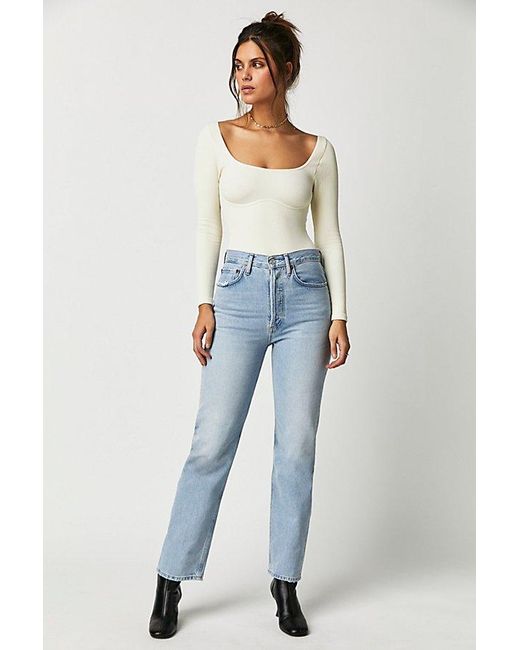 Agolde Blue Pinch Waist 90s Jean At Free People In Focus, Size: 25