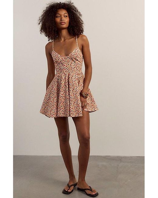 Free People Brown Tan Lines Printed Mini Dress