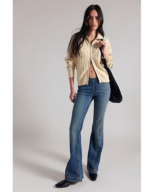 Free People Blue Alamo Low-Rise Flare Jeans