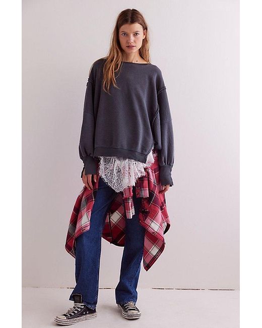 Free People Blue Camden Sweatshirt At Free People In Black, Size: Xs