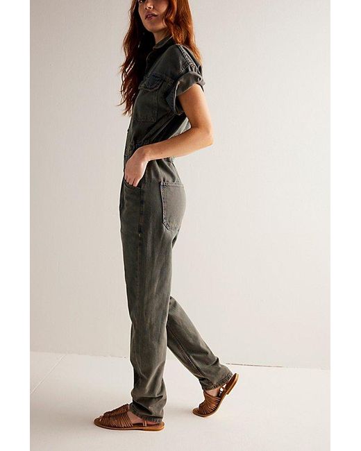 Free People Natural Marci Coverall At In Ian Indigo, Size: Xs