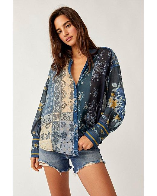 Free People Blue We The Free Flower Patch Top