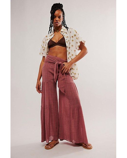 Free People Red Fp One Good Day Wide-leg Pants