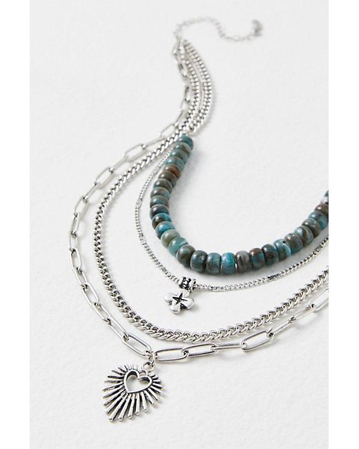 Free People White Yosemite Layered Necklace At In Turquoise