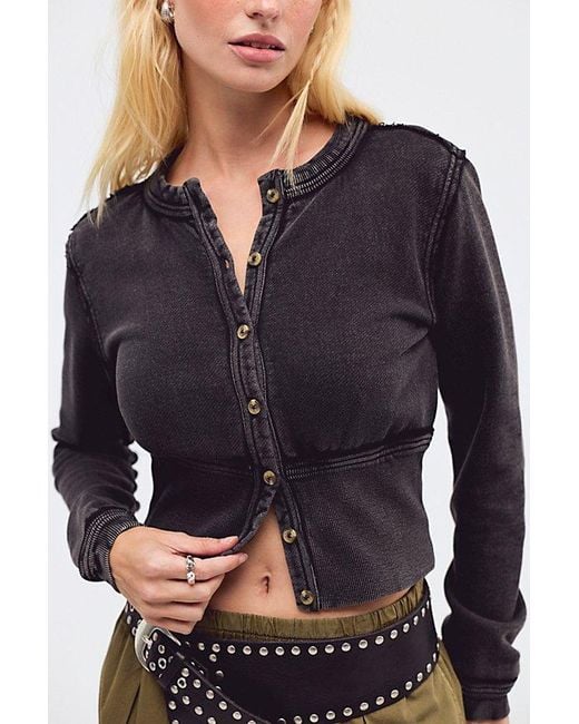 Free People Black Eternal Sunshine Cardi