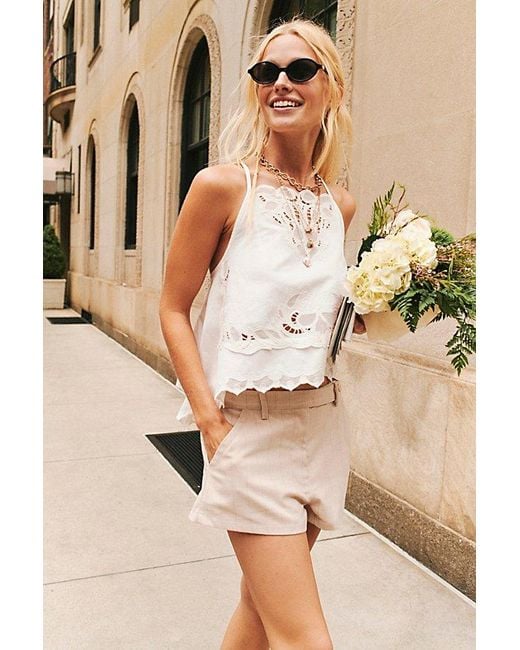 Free People Brown Moonstone Eyelet Lace Tank Top