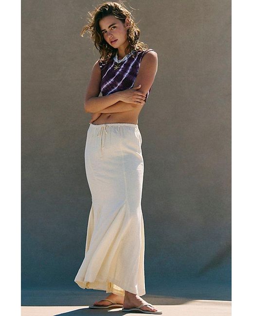 free-est Multicolor Mermaid Linen Maxi Skirt By