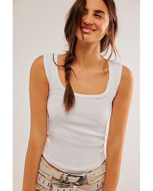 Free People White Hummingbird Tank Top At Free People In Ivory, Size: Xs