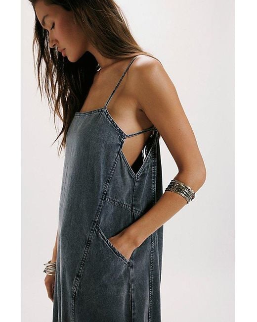 Free People Blue Miko Denim Midi Dress