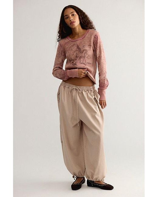 Free People Brown We The Free Saddle Up Thermal Top