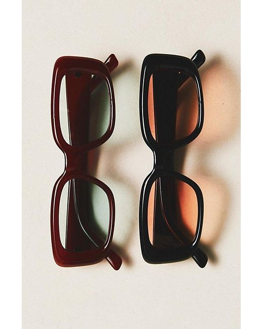 Free People Black Frankie Rectangle Sunglasses