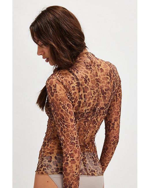 Intimately By Free People Brown Lady Lux Printed Layering Top