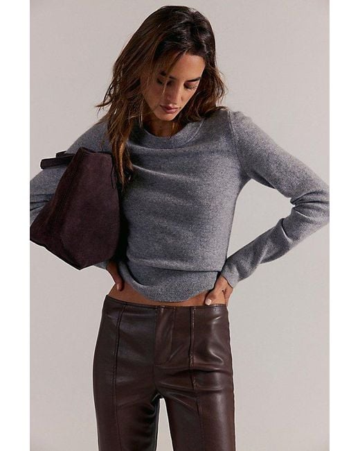 Free People Gray Malibu Cashmere Crewneck Sweater
