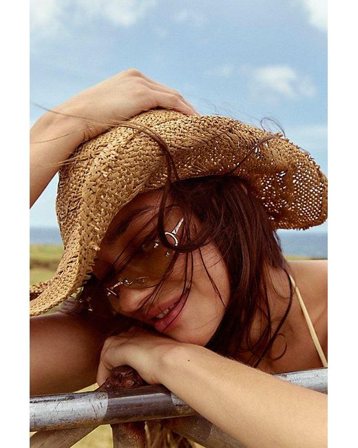 Free People Brown Candy Woven Cowboy Hat