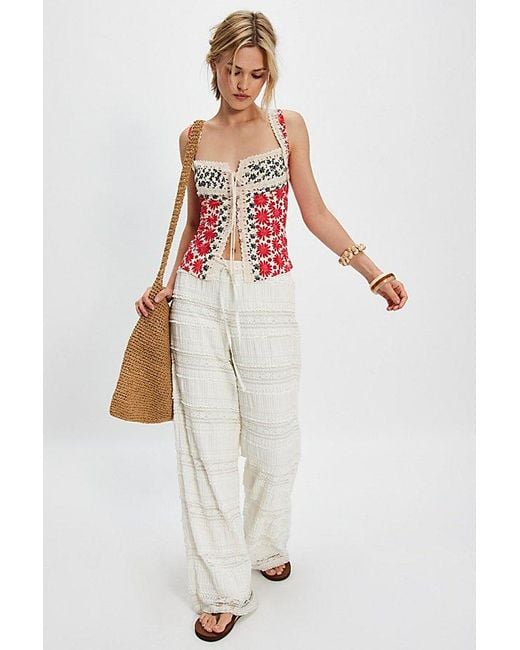 Free People Red Love Me Not Printed Tank Top