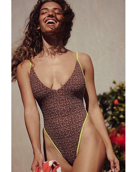free-est Blue Amber Printed One-Piece Swimsuit