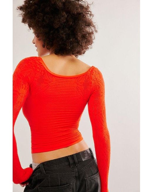 Free People Red So Many Likes Long Sleeve