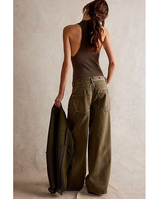 Free People Brown Electric Feels Dropped Wide-leg Jeans