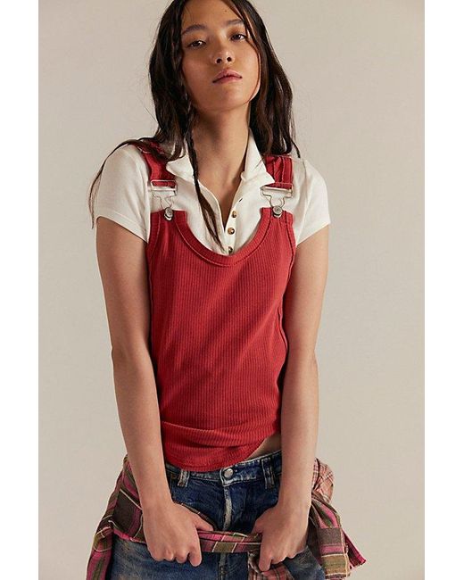 Free People Red Jamie Tank Top