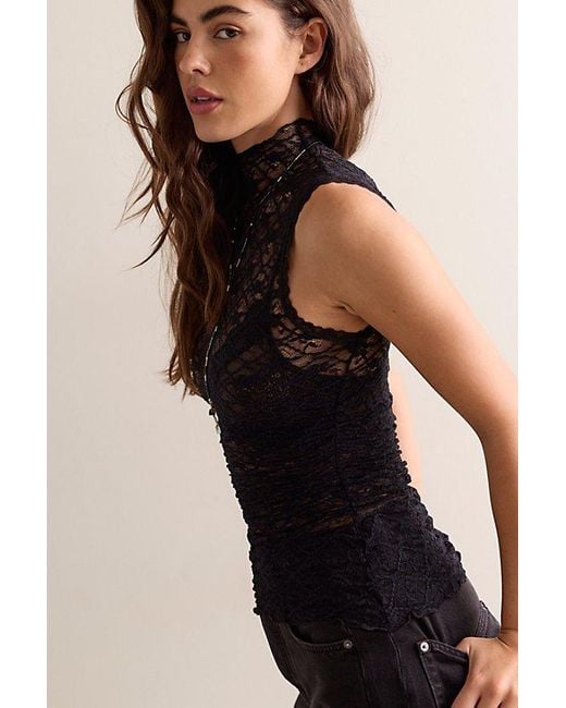 Intimately By Free People Black Pretty Problem Mock Neck Tank Top By
