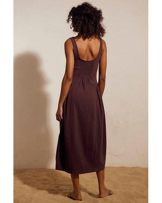 free-est Brown Elsa Cotton Midi Dress By