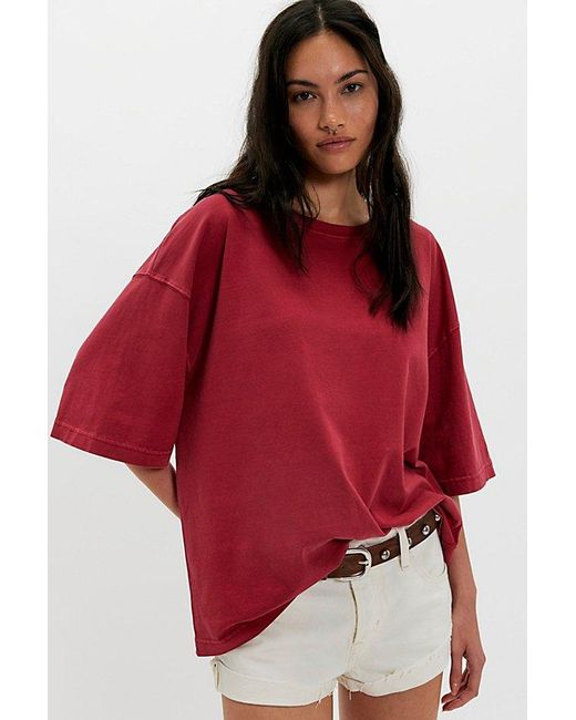 Free People Red Perfect Oversized Tee