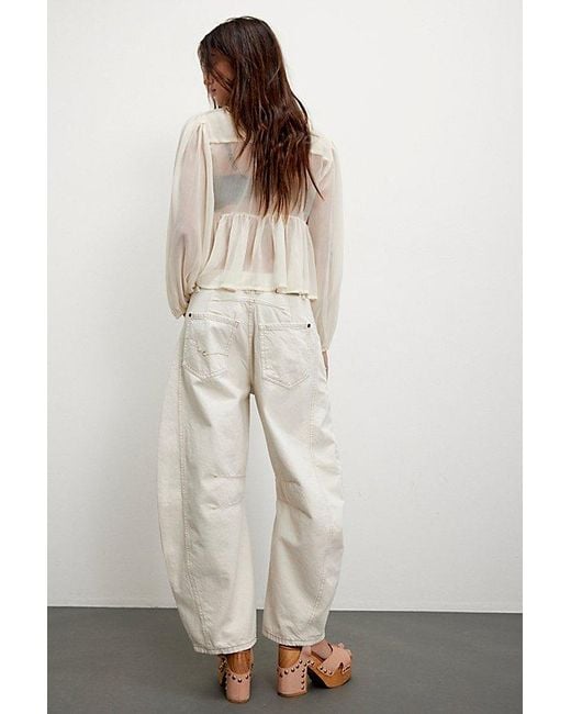 Free People Natural Good Luck Mid-rise Barrel Jeans
