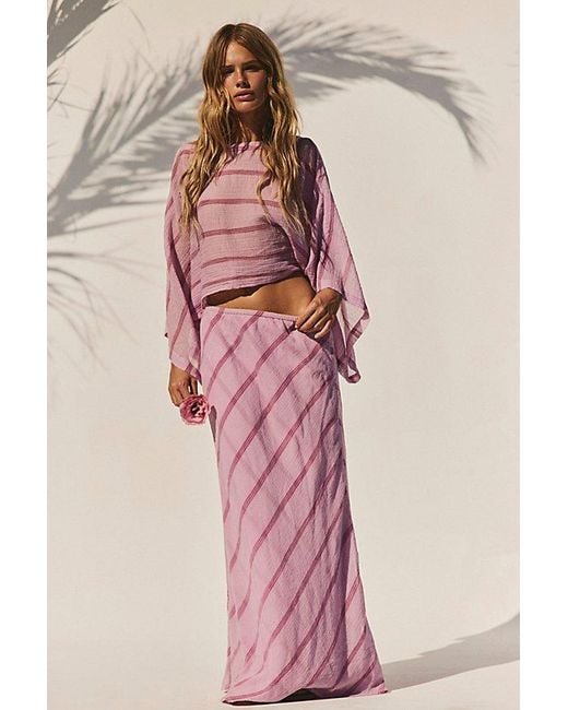 free-est Pink Paula Patterned Skirt Set By