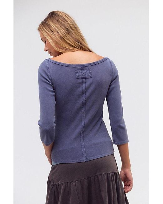 Free People Blue Atlas Boat Neck Top