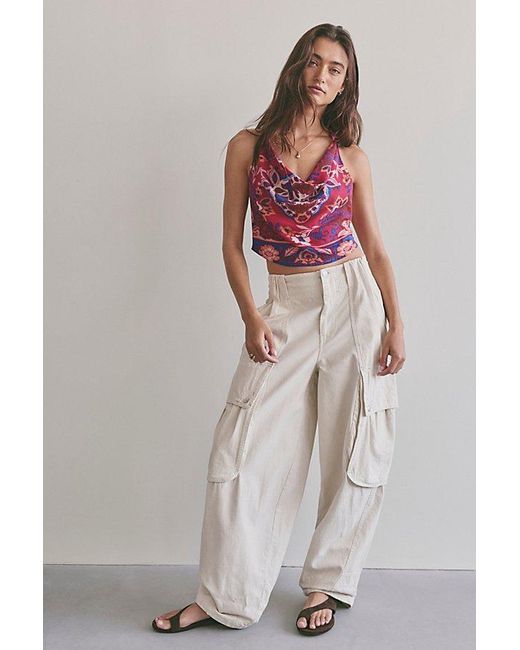 Free People Red Laila Cowl-Neck Top