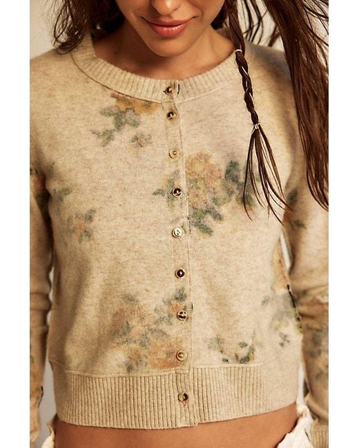 Free People Brown Nocturnal Patterned Cardi