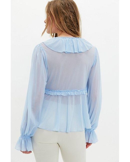 Free People Blue Fearless Long Sleeve Top