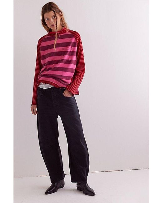 フリーピープル Free People We The Free Punk Playful Tee レディース シャツ トップス Candy Heart Free People Striped Cotton Turtleneck Tee in Red | Lyst