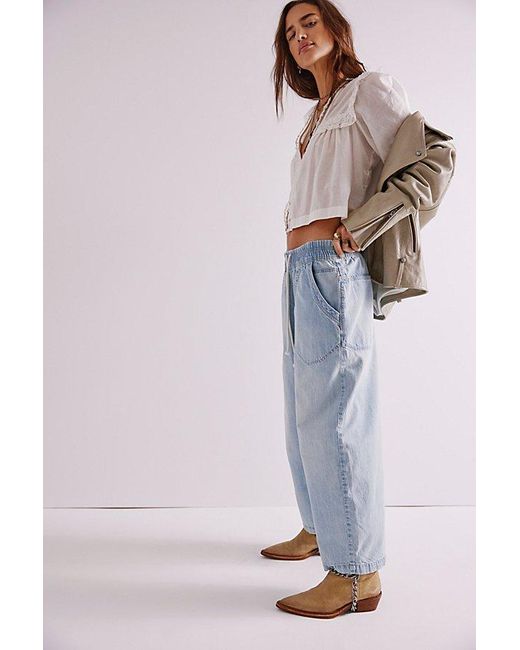 Free People Blue We The Free Easy Peasy Pull-On Jeans