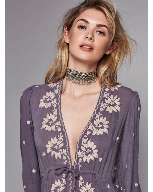 Free People Embroidered Fable Dress in Purple | Lyst UK