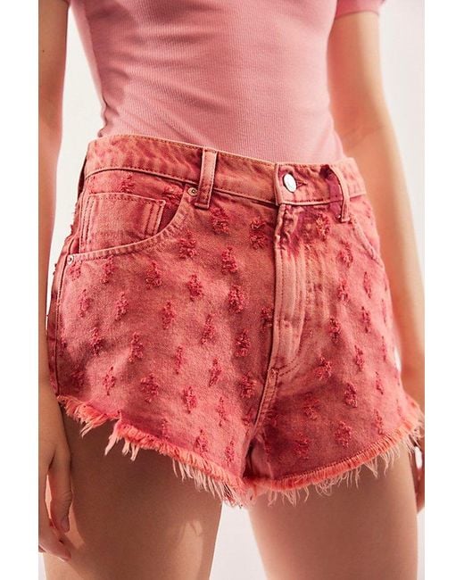 Free People Red Mixed Emotions Hi-lo Shorts