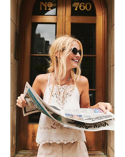 Free People Black Oh Hello Round Sunglasses