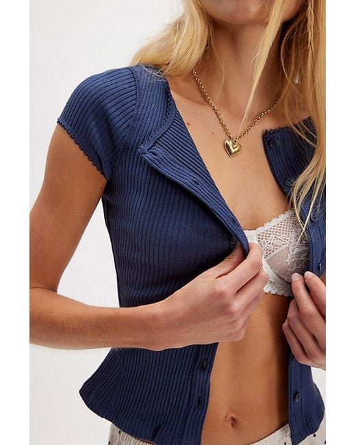 Intimately By Free People Blue Most Wanted Cardi By