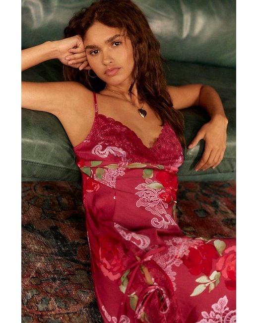 Intimately By Free People Red Can We Talk Midi Slip By