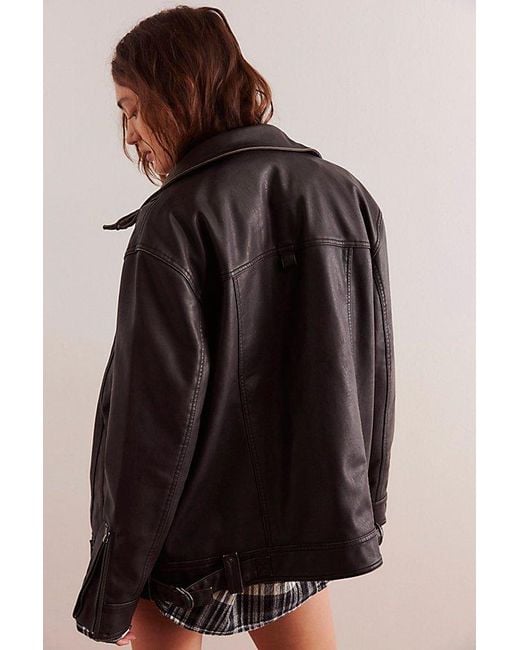 Free People Brown We The Free Buckle Up Vegan Leather Jacket