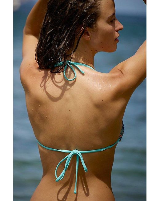 Free People Blue Free-Est Jamie Tri Printed Bikini Top