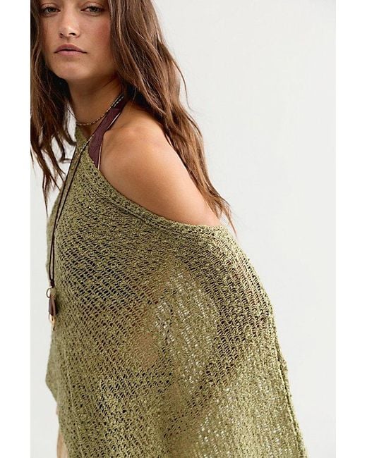 Free People Green Jade Knit Poncho Jacket