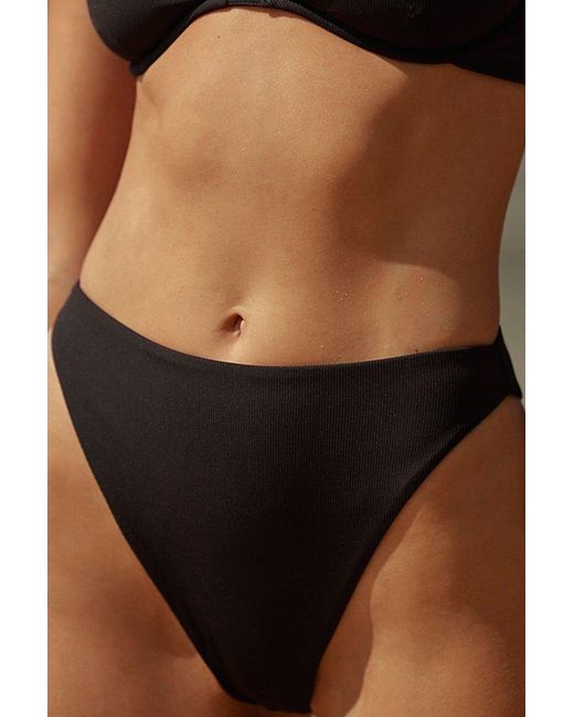Aila Blue Black James High-Waisted Bikini Bottoms