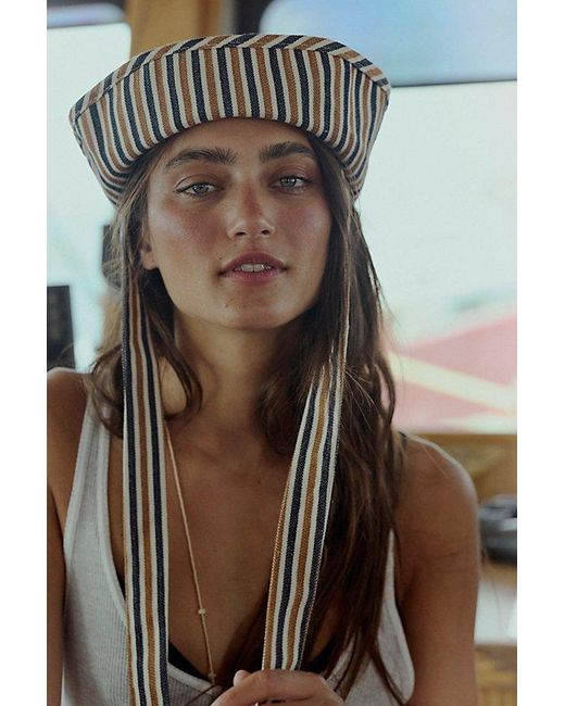 Free People Black Striped Sailor Bucket Hat