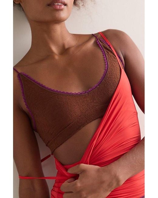 Intimately By Free People Red Sweet Point Seamless Longline Bralette By