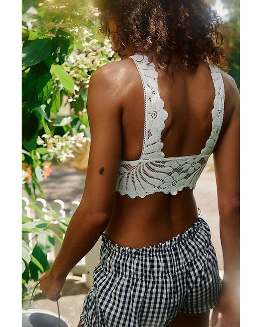 Intimately By Free People Green Petal Party Lace Plunge Bralette By