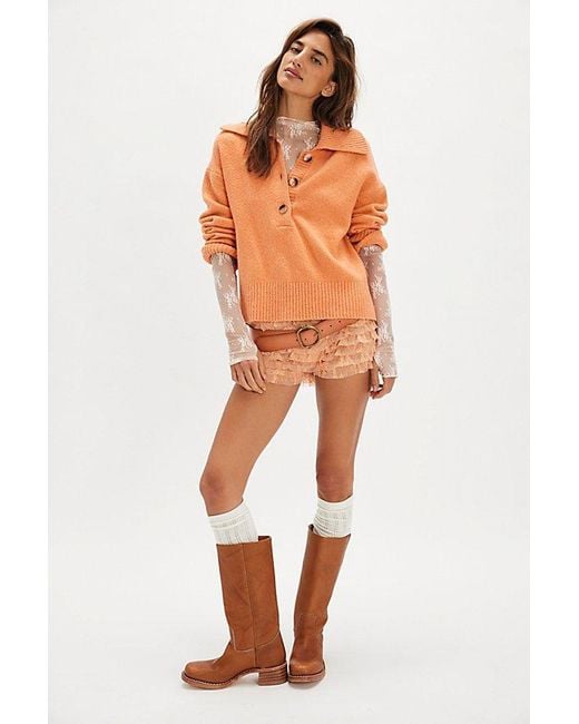 Free People Orange Trading Up Polo