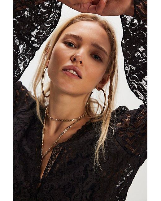 Free People Black Whispering Love Lace Top