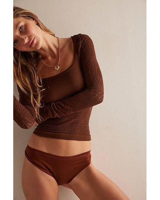 SUBSET Brown Organic Cotton Low-Rise Thong