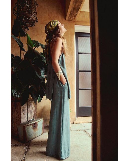 Free People Women's Blue Sightseer Linen Set